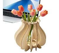 Wood Vase, Flower Holder, 7.87x5.71 Inches Bouquet Display with Compact Frame, Ornament with Secure Base, Wedding Decors with Lightweight Build, Home Accessories for Living Room Kitchen and Workplace