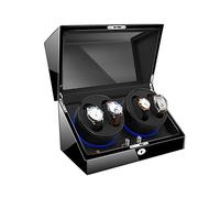 Wood Watch Winder with Soft And Flexible Watch Pillows 4+6 Winding Spaces Built-in Blue LED Illumination Quiet Motor for 10 Watches(B-Black(4+0)