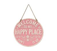Wood Welcome Sign, Round Welcome Hanging Signage, Rustic Wooden Wall Front Door Plaques, Decorative Entryway Sign for Indoor Kitchen Living Room Bedroom Bathroom Office, 11.81x11.81x1.97 Inch