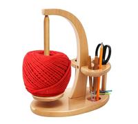 Wood Yarn Holder, 3slot Crochet Dispenser Stand, 9.65*5.12 inches Smooth Spin Spool System with Stable Base, Durable Craft Storage Tool, Minimal Natural Design Organizer, Knitting Use for Thread