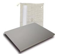 WOOD YOU Spianatoia per Impastare in Acciaio Inox 304, Multiuso, con Tappetino Antiscivolo, Sacca in Cotone Ecologico, senza Alzatina Posteriore, 60x46 cm, Made in Italy