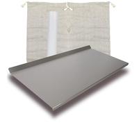WOOD YOU Spianatoia per Impastare in Acciaio Inox 304, Multiuso, con Tappetino Antiscivolo, Sacca in Cotone Ecologico, con Alzatina Posteriore, 90x46 cm, Made in Italy