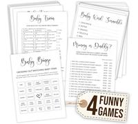 Woodamore Divertenti giochi per baby shower di genere neutro - Gioco di bingo per baby shower per ragazza, baby bingo per baby shower decorazioni per ragazzi, baby word scramble indovina chi mamma o