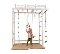 Woodandhearts Ponte Gigante Scala Svedese, Scivolo per Bambini, Scivolo per Bambini da casa Interno, Arrampicata per Bambini, palestrina Montessori,Scivolo Bambini (Bianco+Legno Naturale)