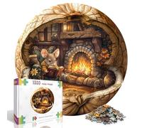 WOODBESTS Puzzle da 1000 pezzi, per adulti, puzzle 3D, rotondo, 67,5 x 67,5 cm, difficile puzzle per adulti, puzzle creativo per famiglia e amici (topo di noce)