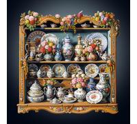 WOODBESTS Puzzle in legno per adulti, tesori di porcellana, puzzle in legno, puzzle per adulti in legno tagliato a forma unica, regali di compleanno per gli amanti dei puzzle (L, 32 x 32 cm, 270 pezzi