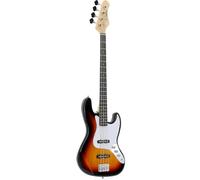 Woodbrass JB100 Sunburst - Bass elettrico multiuso per principianti, corpo a forma di JB, tiglio, stile americano, rock, pop, funk, country, hard, metal
