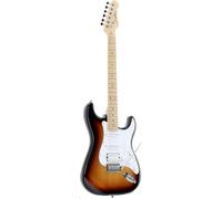 Woodbrass ST100 Sunburst - Chitarra elettrica multiuso ideale per principianti, corpo forma ST tiglio, stile rock, pop, funk, country, hard, metal
