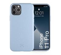 Woodcessories - Cover organico autopulente compatibile con iPhone 11 Pro Custodia Viola Blu - Antibatterico, sostenibile, biodegradabile - Bio Case Antimicrobico