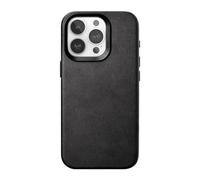Woodcessories - Custodia in pelle, cover per cellulare compatibile con iPhone 15 Pro Max Case nero- Sostenibile realizzata con piante di Aloe Vera