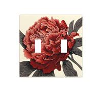Woodcut of Peony Vintage Double Gang Toggle Light Cover Wall Plate Switch Decor Dimensioni standard - 11,4 x 11,4 cm