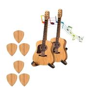 Wooden Acoustic Guitar Pick Box, Plectrum Case with Stand, Engraved Wooden Storage Holder