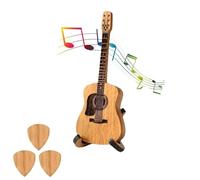 Wooden Acoustic Guitar Pick Box, Plectrum Case with Stand, Engraved Wooden Storage Holder
