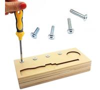 Wooden Activity Busy Board for Seniors, Screw and Tool Matching Board, Cognitive Activities, Hand Eye Coordination Training, Concentration Practice, Dexterity Exercise