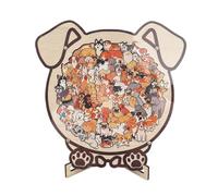 Wooden Animal Puzzle, Cute Table Decor Framed Jigsaw, 8.7 Inch Shelf Displa