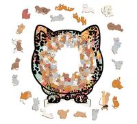Wooden Animal Puzzles - Decorative Cat Shaped Toys, Unique Gift for Children Son Daughter, Cognitive Development Tool for Home Office Display, Artistic Stress Relief Game, Vibrant Multi Color