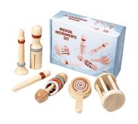 Wooden Baby Rattle Set, Wooden Hand Rattles Kit, Soothing Educational Music Toys, Natural Learning Development Toy, Ideal for 12-Month-Old Boy or Girl, Outdoor Play, Gift