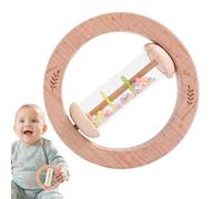 Wooden Baby Rattle Toys, Music Instrument, Coordination Game, 4.53x4.53x0.59 Inches, Smooth Handheld Design, Gentle Sound Response, for Boys, Girls, Toddler, Learning, Playtime
