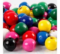 Wooden beads mix, D: 10 mm, asstd colours, 20g, approx. 70 asstd