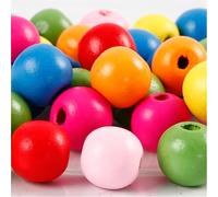 Wooden beads mix, D: 12 mm, asstd colours, 22g, approx. 40 asstd