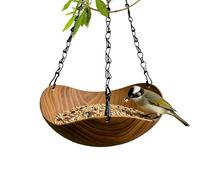 Wooden Bird Bath Bowl - Hanging Water Feeder Dish for Small Birds | Natural Wood Frame with Shallow Basin Design, Outdoor Garden Bird Drinking Station for Finch Parrot Aviary Yard Decor