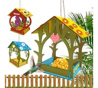 Wooden Bird Feeder, Decorative Bird Feeders, Versatile Hand-Painted Waterproof Outside Decor for Window, Garden Patio, Balcony, Backyard Use, Multicolor