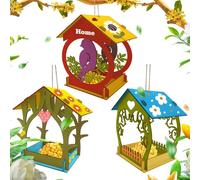 Wooden Bird Feeder, Decorative Hand Painted Outdoor Decoration, Waterproof Birds Feeder for Window, Garden, Patio, Balcony, Backyard Use, Sturdy Construction, Unique, Easy to