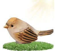 Wooden Birds - Bird Figurines | Wooden Figurines | Creative Sparrow Bird Decor Miniature Garden Decoration, Realistic Outdoor Statues, Garden Sculptures & Figurines Home Decor For Patio, Backyard