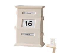 Wooden Block Calendar, Retro Desk Decor, Perpetual Date Display, Vintage-Style Desktop Accessory, Reusable Wood Cubes, Black and White Finish Perfect for Office or Home