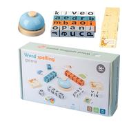 Wooden Blocks Spelling Game - 8.07x4.53x1.81 Inches, Alphabet Puzzles Blocks With Flash Cards | Learning Toy With Bell, Sight Words Recognition Game For Kids Ages 3+