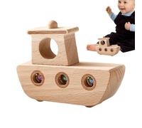 Wooden Boat Toy - Creative Handcrafted Educational with Moving Ball Feature, Safe Polished Wood Build Promoting Cognitive Growth | Fun Interactive Play Activity for, Preschool Kids, Nursery D