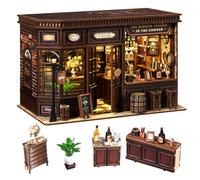 Wooden Booknook, Diy 3D Book Nook con Luce LED e Coperchio Antipolvere Decor, Piccola Taverna Kit Diorama Regali Adatti per gli Adolescenti (Negozio di Pozioni Magiche) (Piccola Taverna)