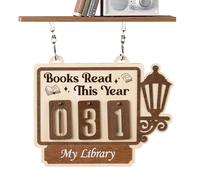 Wooden Books Read Counter, Hangable Pendant Ornament, Book Tracker with Adjustable Design, Reading Accessory, Classroom and Home Gear with Display Students Teachers Use for Library and Living Room