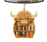 Wooden Bookshelf Ornament, Rustic Library Decor for Readers and Bookworms, Animal Book Ornaments for Kids Adults Family Home Birthday Halloween Thanksgiving Holiday New Year Party Eve Tree Family Kids