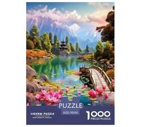 Wooden Bridge Lotus Jigsaw Puzzle Impossible 1000Pcs Decorazione Per La Casa. Giochi Rilassamento E Intelligence Per Adulti E Bambini Da 12 Anni 70x50cm/1000pcs