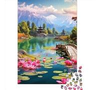 Wooden Bridge Lotus Jigsaw Puzzle Impossible 1000Pcs Decorazione Per La Casa. Giochi Rilassamento E Intelligence Per Adulti E Ragazzi Da 14 Anni 1000pcs (75x50cm)