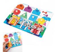 Wooden Busy Activity Board for Seniors with Locks, Shapes and Sensory Tasks