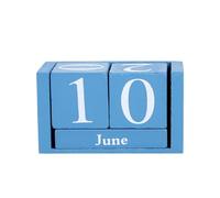 Wooden Calendar Blocks, Desktop Calendar, Wood Month Date Display, Rustic Farmhouse Design, Reusable Perpetual Reminder, Ideal for Teachers, Students, Classroom, Business Desk, Blue