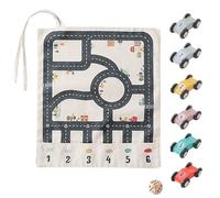 Wooden Car Toy Set, Maze Race Track, Canvas Play Mat, Interactive Family Game, Fine Motor Skills Development, Sturdy, for Educational Vehicle Kit, Boys Girls Creative Learning