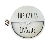 Wooden Cat Sign, Pet Reminder Slideable Indicator for Home and Garden with Boxwood Build, Decorative Cat Outside Reminder for Families Kids Friends Home Use, Lightweight Design