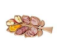 Wooden Catering Serving Tray - 7-Compartment Leaf-Shaped Decor