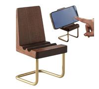 Wooden Chair Phone Stand - Desk Mobile Holder | Small Chair Cellphone Stand | Rustic Decorative Cradle for Tabletop Viewing, Home Offices Bedroom School Travel Video Recording Prop