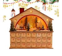 Wooden Christmas Countdown Calendar - 24 Day House Cabinet with Drawers