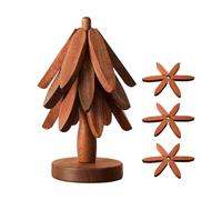 Wooden Christmas Tree Trivet Set - 3PCS Heat Resistant Coasters & Pot Mats | Trivet for Hot Pans, Tree-Shaped Anti-Scalding, Heat-Insulating Table Mats for Kitchen, Dining, Farmhouse, Holiday, and Par