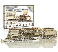Wooden.City Kit Modello In Legno Da Costruire - Express In Legno Con Binari + Tenero - Meccanico - Compleanno Per Adolescenti E Adulti - Puzzle 3D Giocattolo Fai Da Te - Taglio Laser