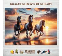 Puzzle in legno cavalli selvaggi sulla spiaggia