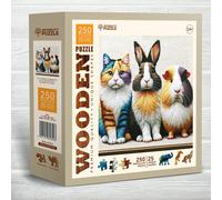 Puzzle in legno Gatto, Coniglio e Porcellino d'India 250 pezzi di Wooden City