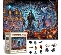 WOODEN.CITY Puzzle in legno da 1000 pezzi di Halloween del mietitore triste, divertente per gli appassionati di puzzle