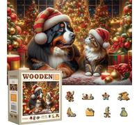 WOODEN.CITY Puzzle natalizio in legno da 500 pezzi con 50 statuette uniche - cane e gatto di Natale - 39,4 x 26,7 cm, realizzato in UE