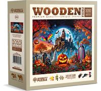 Wooden city - Puzzle Zucca spettrale in legno notturno - 1000 Pezzi